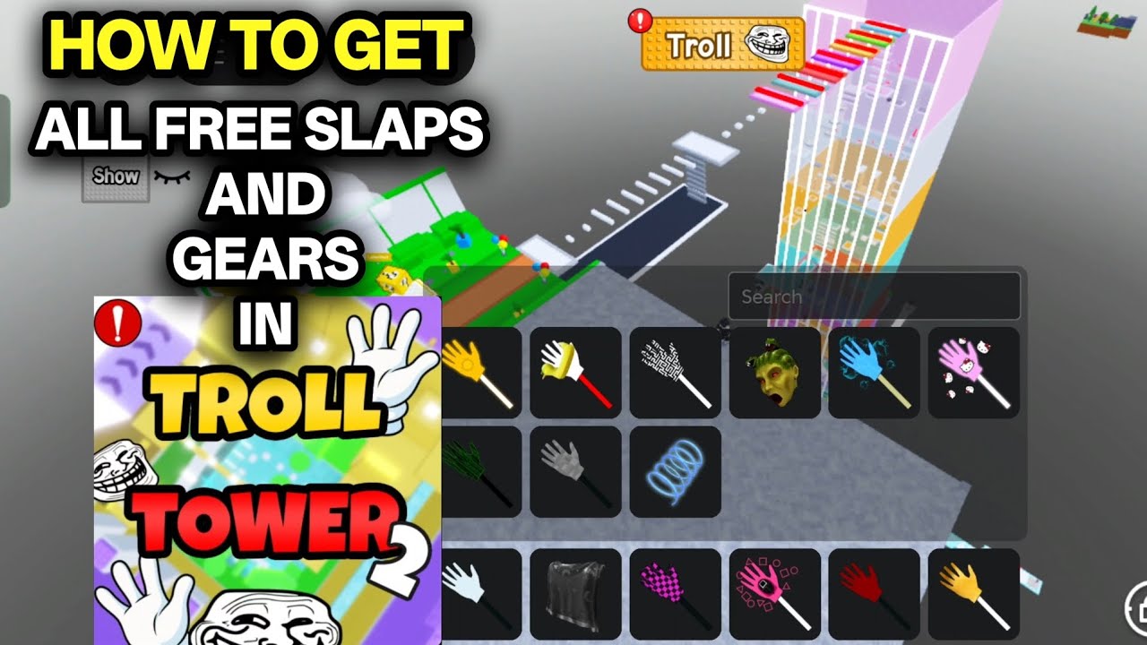 HOW TO GET ALL FREE SLAPS IN TROLL TOWER 2 ROBLOX | BaBa Gaming | (Full Gameplay + All Gears Unlock)