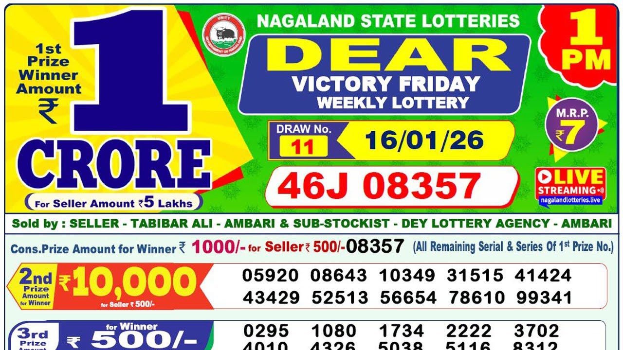 Nagaland Lottery Sambad Live 1pm 16.01.2026 | Lottery Live