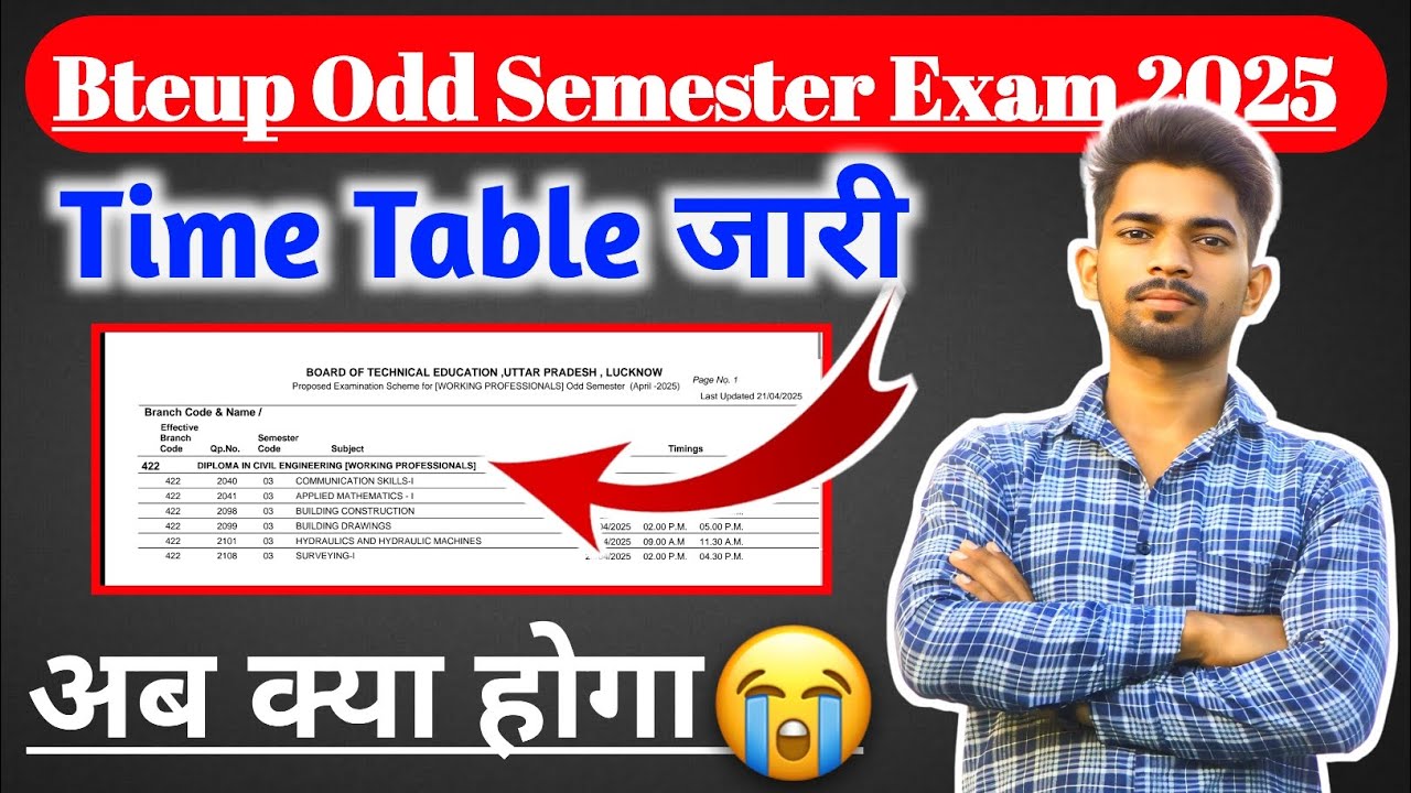 BTEUP TIME TABLE जारी 😭|| BTEUP ODD SEMESTER EXAM TIME TABLE || BTEUP EXAM SCHEDULE 2025