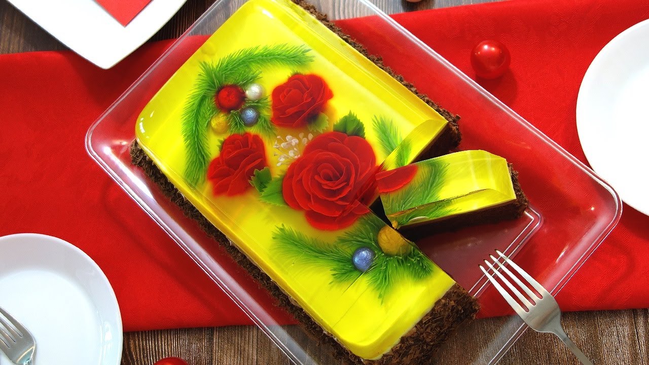 Mango and Chocolate Christmas Cake - Jelly Art Cake
