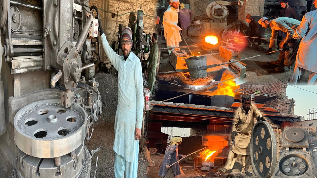 Amazing Technique Of Thresher Wheat Manufacturing Process || Iron Casting A Thresher Machine Wheels