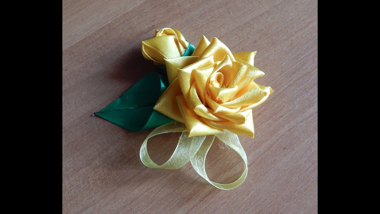 Цветы из ткани. Как сделать розу из узкой атласной ленты.DIY.Rose