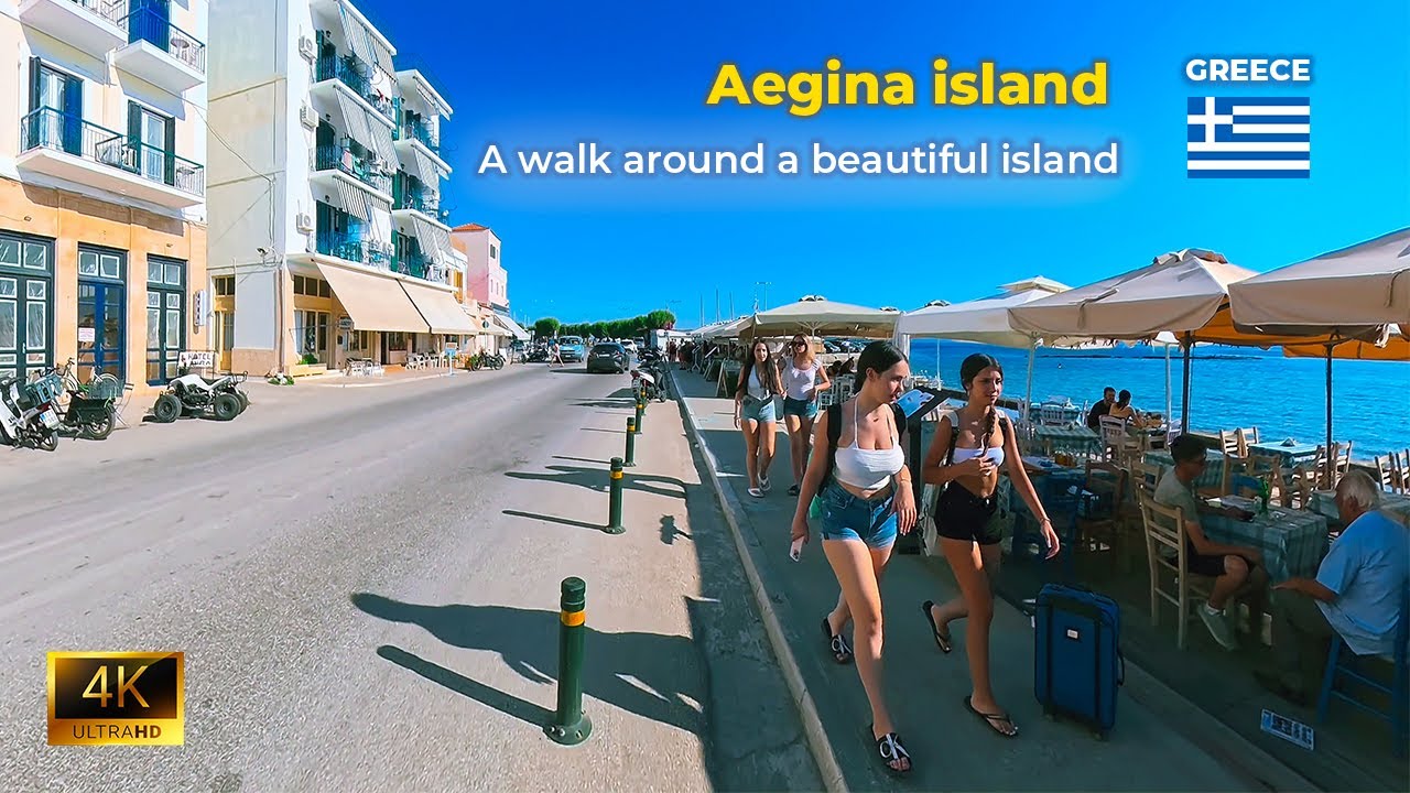 Strolling Aegina Island Riviera 🚶‍♂️| Leoforos Dimokratias Walk | Greek Taverna & Marina Vibes