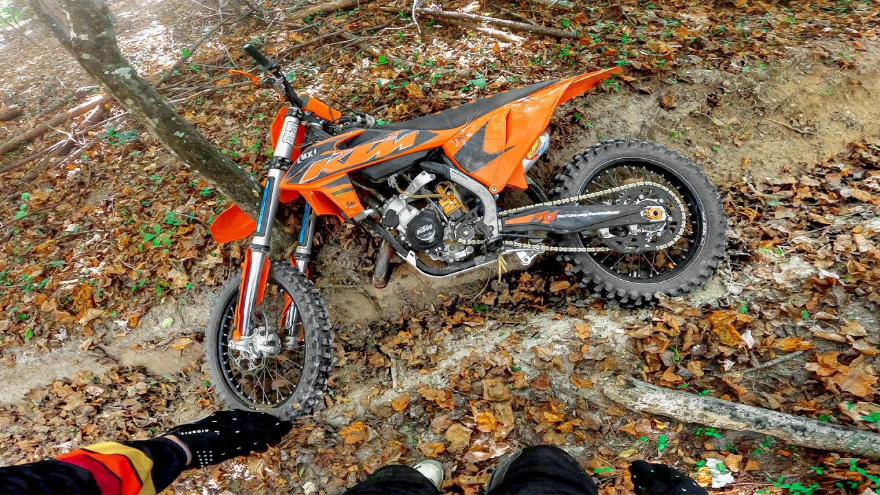 Woods Riding on KTM 150 - Hit a Tree
