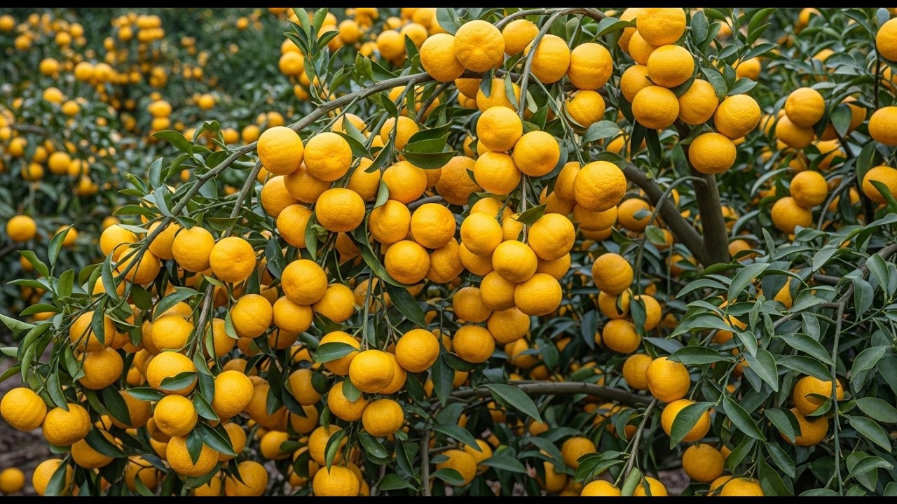 How Yuzu Fruits are Grown In dessert | From Flowering to Super Large Ripe Yuzu Harvest
