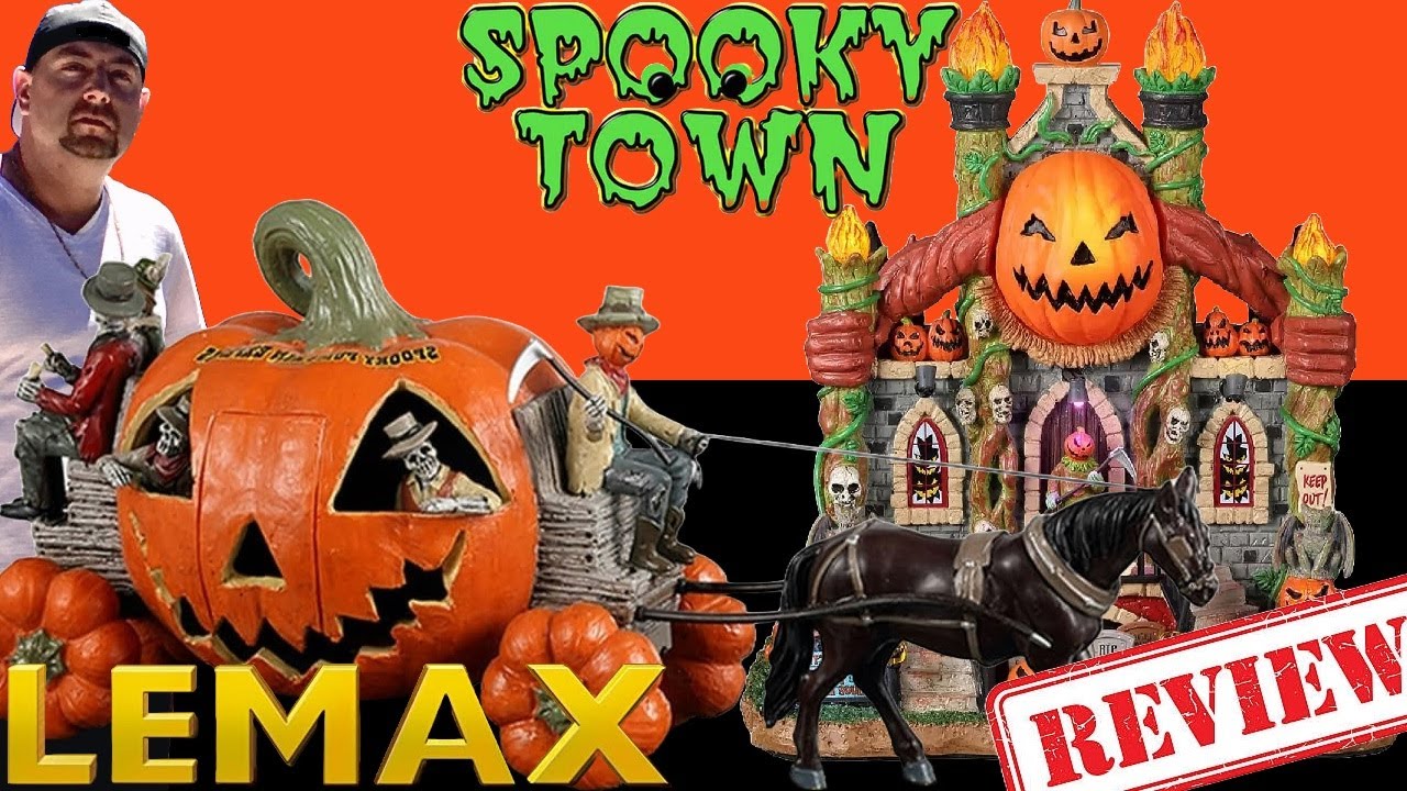 Double Episode Halloween Village Lemax Spookytown 2023 Pumpkin Express Crypt Of Lost Pumpkin Souls