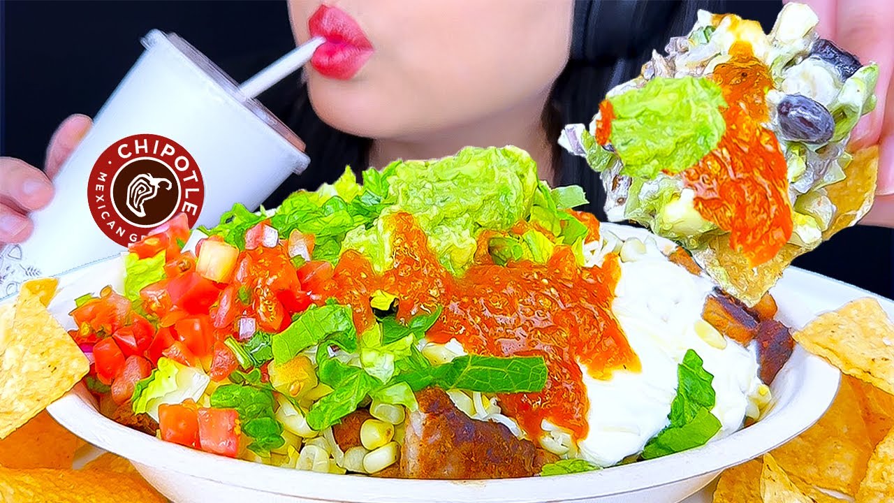 ASMR MUKBANG | Giant Burrito Bowl From Chipotle | Eating Sounds | ASMR Phan