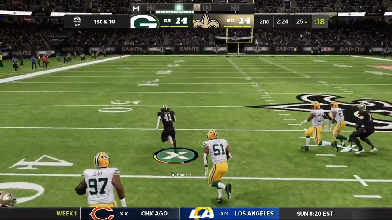 Madden 22 Alvin Kamara 65 yard touchdown 