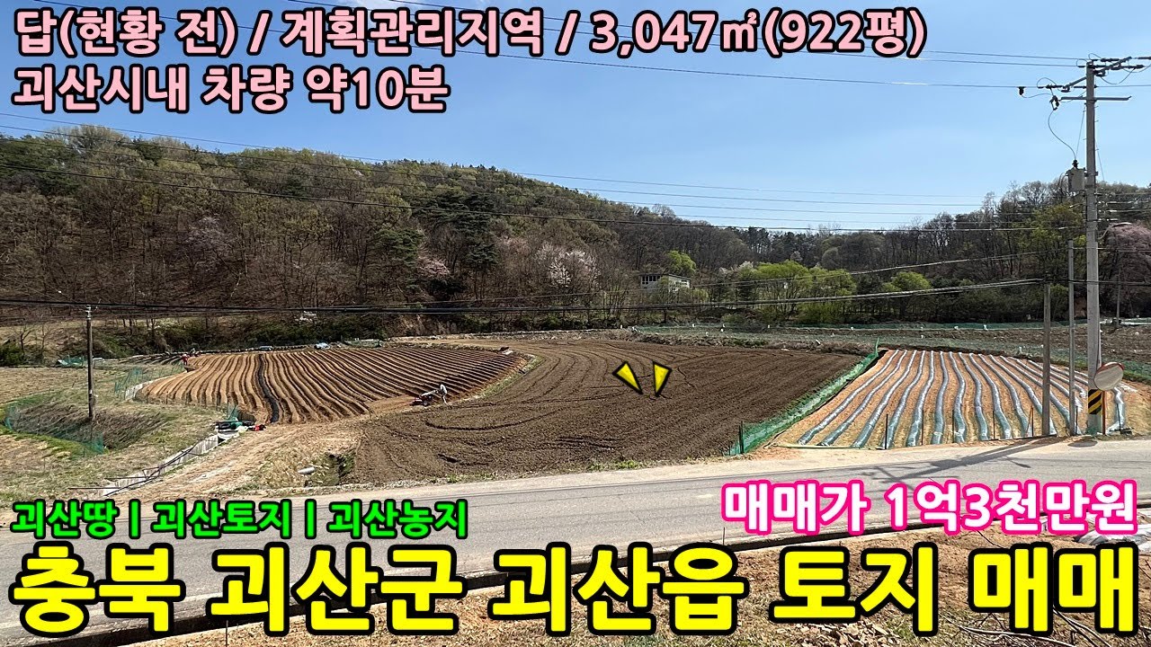 [괴산토지매매] 충북 괴산군 괴산읍 능촌리 토지 3,047㎡(922평) 매매 13,000만원ㅣ괴산땅,괴산토지,괴산농지