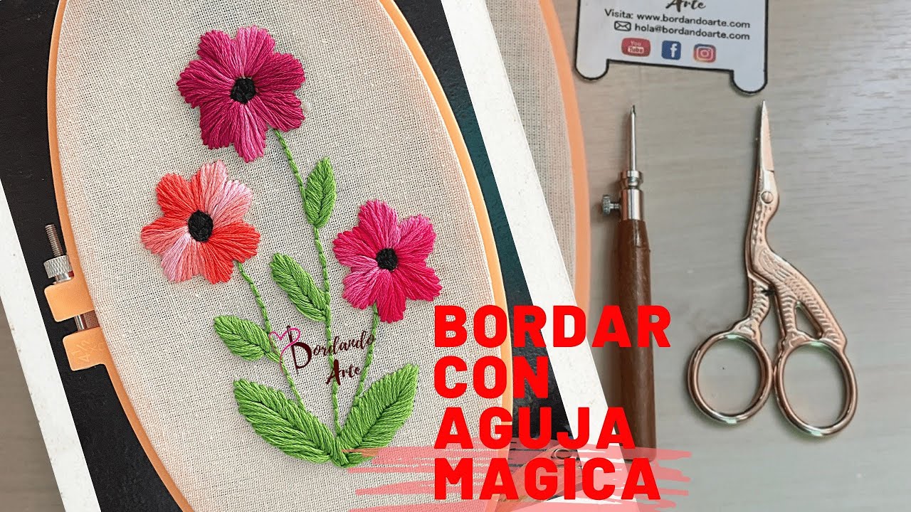 Bordar flores con aguja mágica Punch needle
