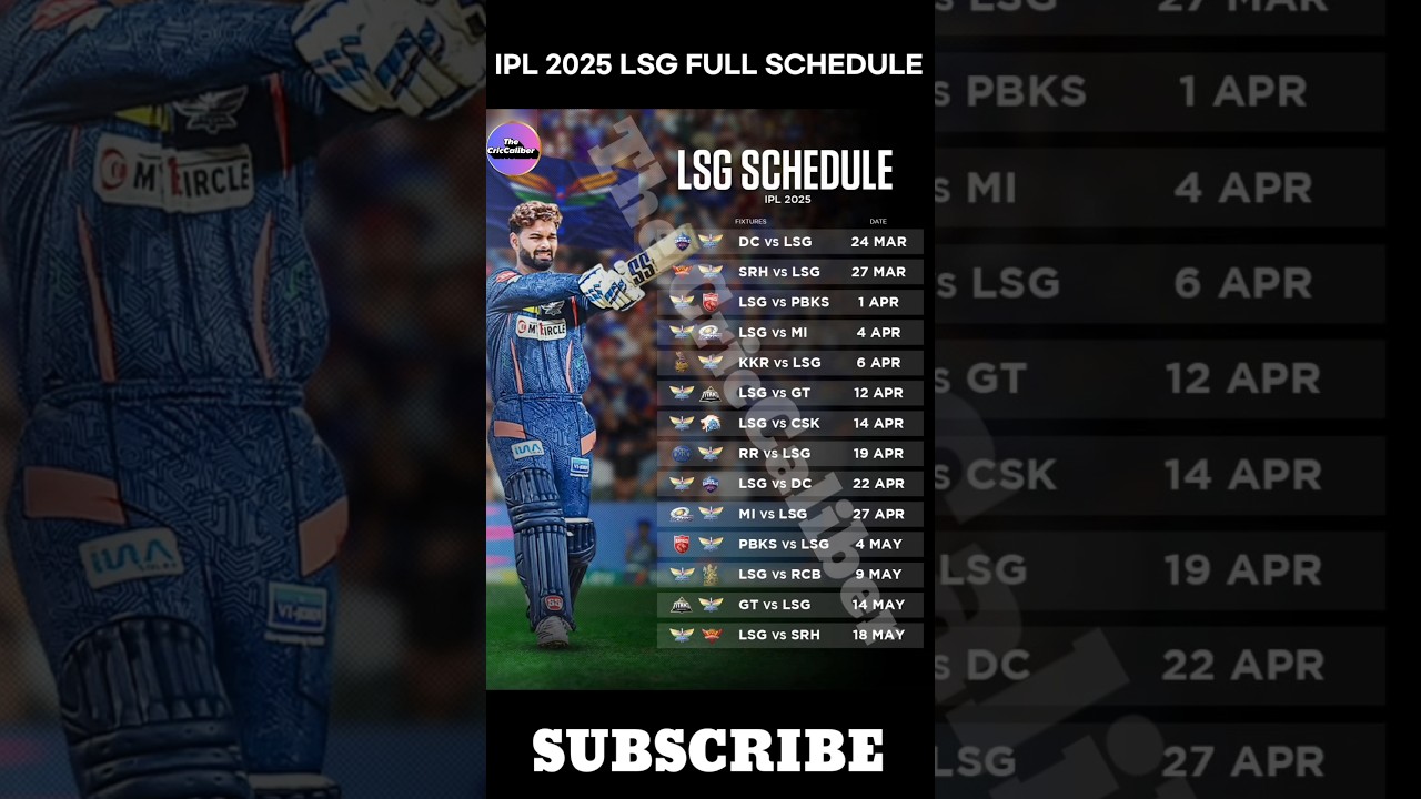 LSG FULL SCHEDULE IPL 2025 #shorts