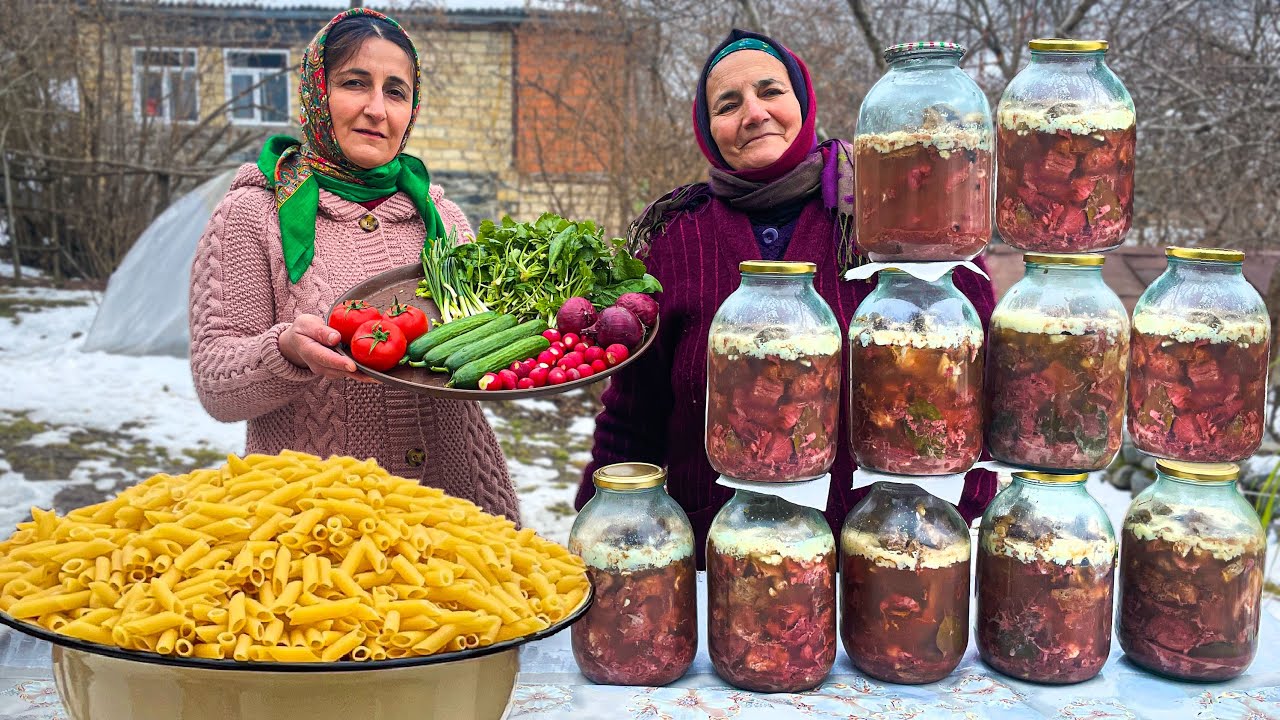 Макароны По-Флотски С Домашними Говяжьими Консервами! Деревенский Ужин В Азербайджане