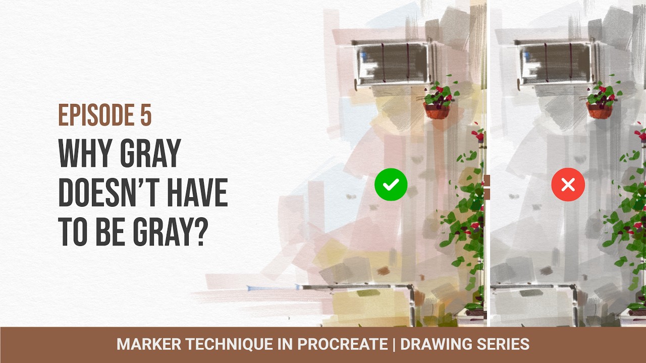 How to Paint Rich Grays Without Using Gray in Procreate | Marker Illustration Tutorial