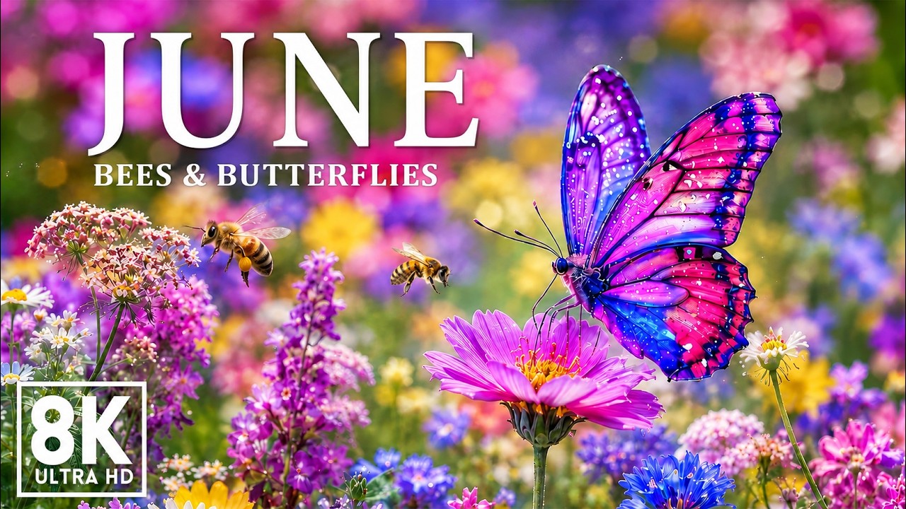 June 2026 &ndash; Summer Paradise 8K 🌸 Dreamy Flowers, Butterflies & Bees 🦋🐝