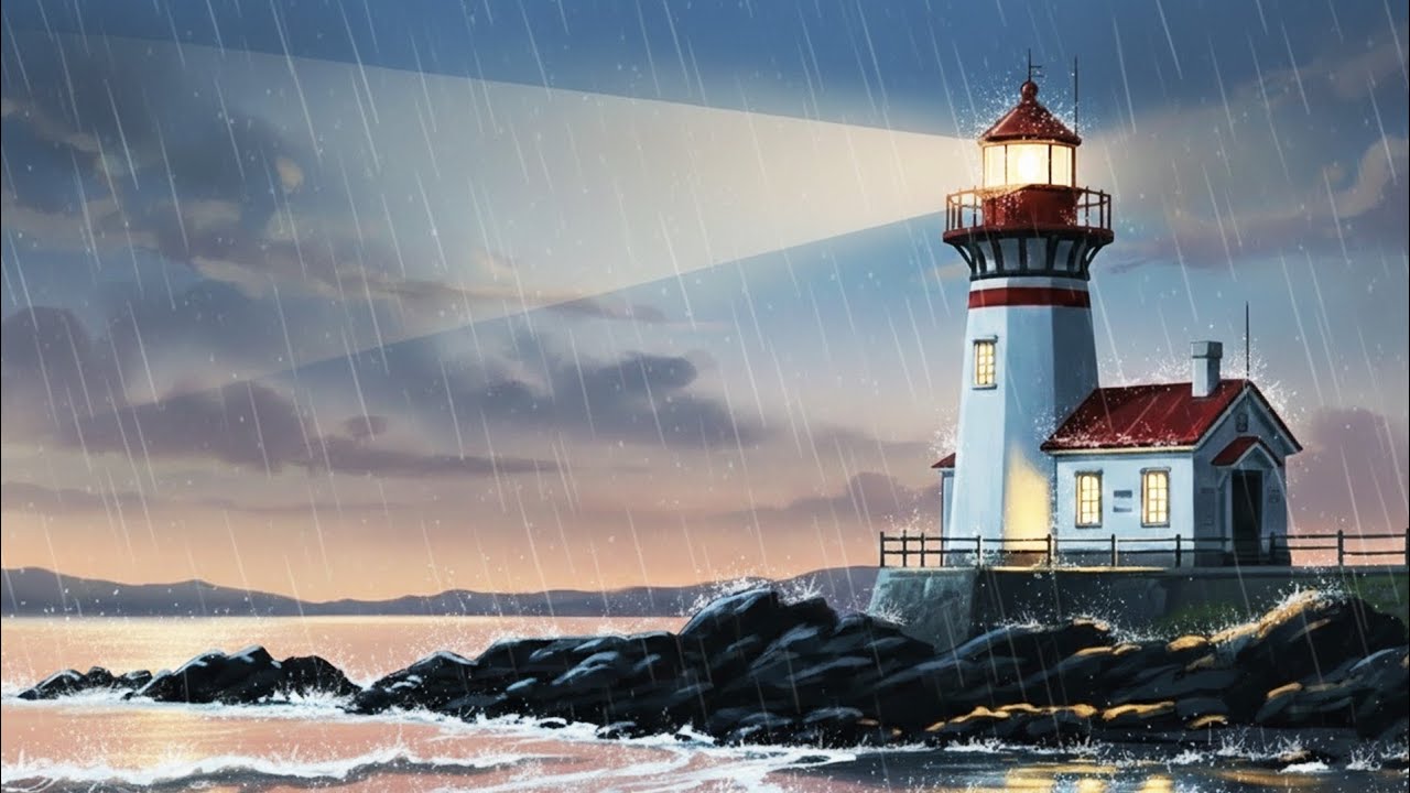 A Cozy Rainy Night in a Lighthouse | Slow Life, Warm Light