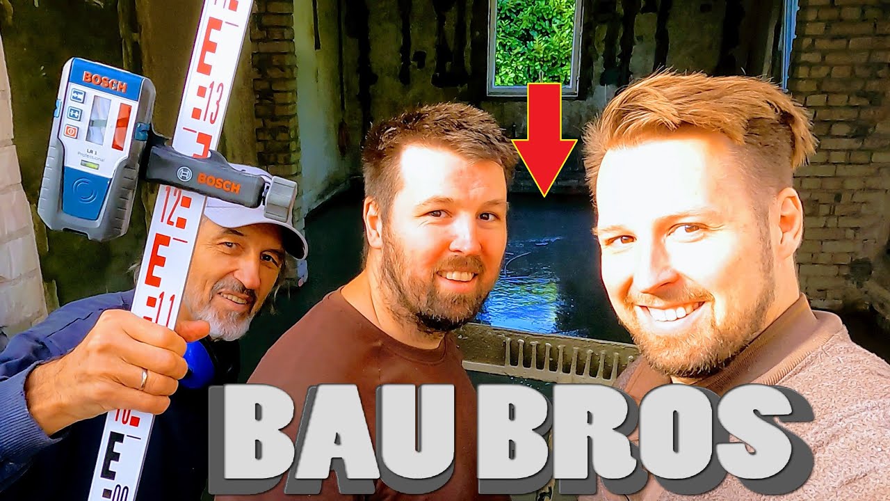 Bodenplatte rütteln und glätten, Beton selber einbauen mit Flaschenrüttler & Laser #baubros Folge136