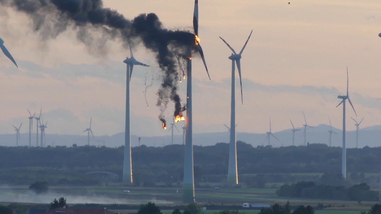 Windmill on fire