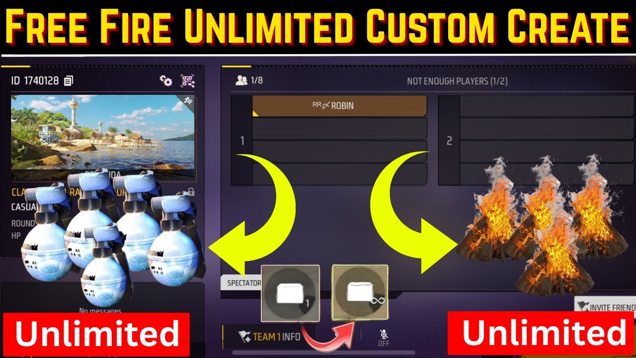 How to Create Custom Room in Free Fire 2025 | Unlimited Glowall & Bonfire Custom Room Create
