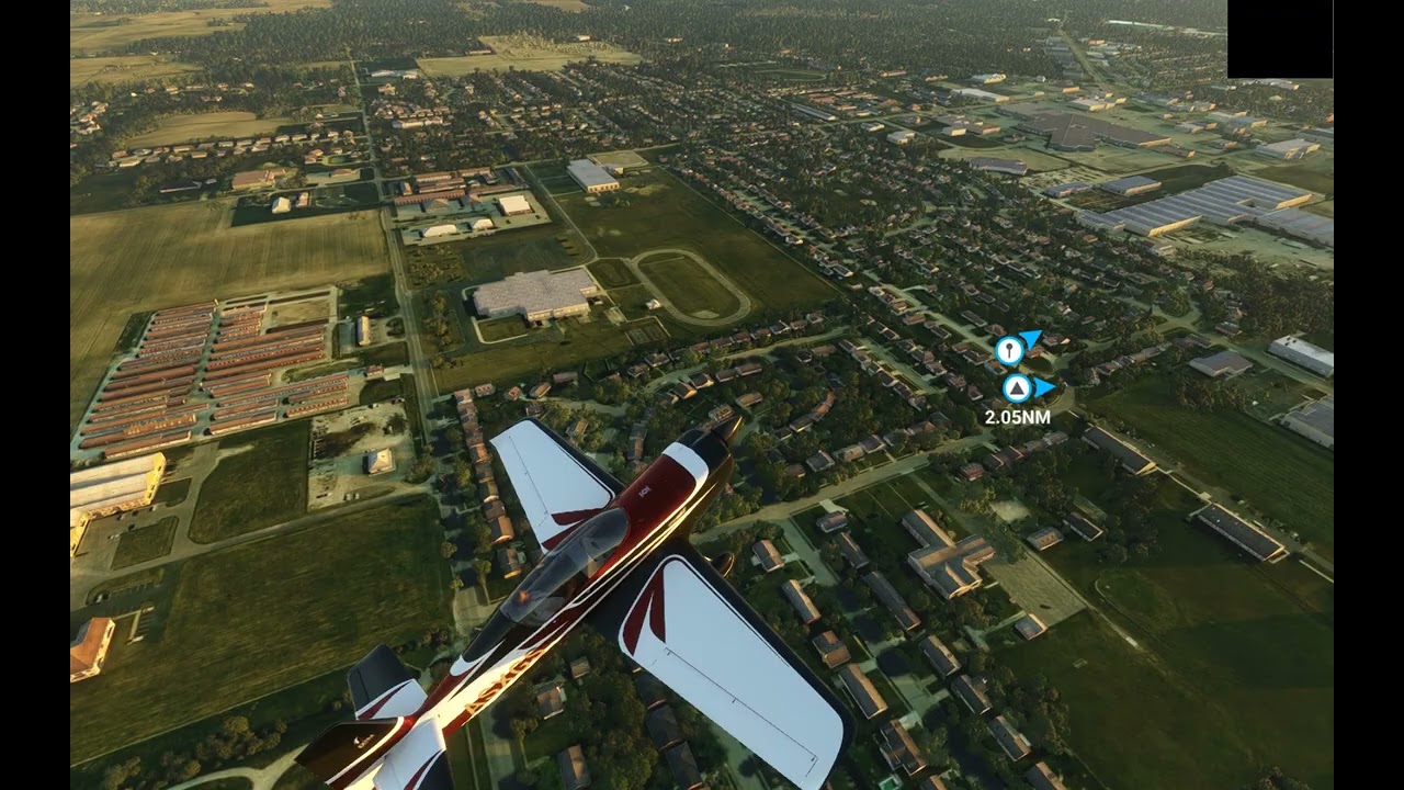 Flying over Marion, Indiana in Microsoft Flight Simulator 2020