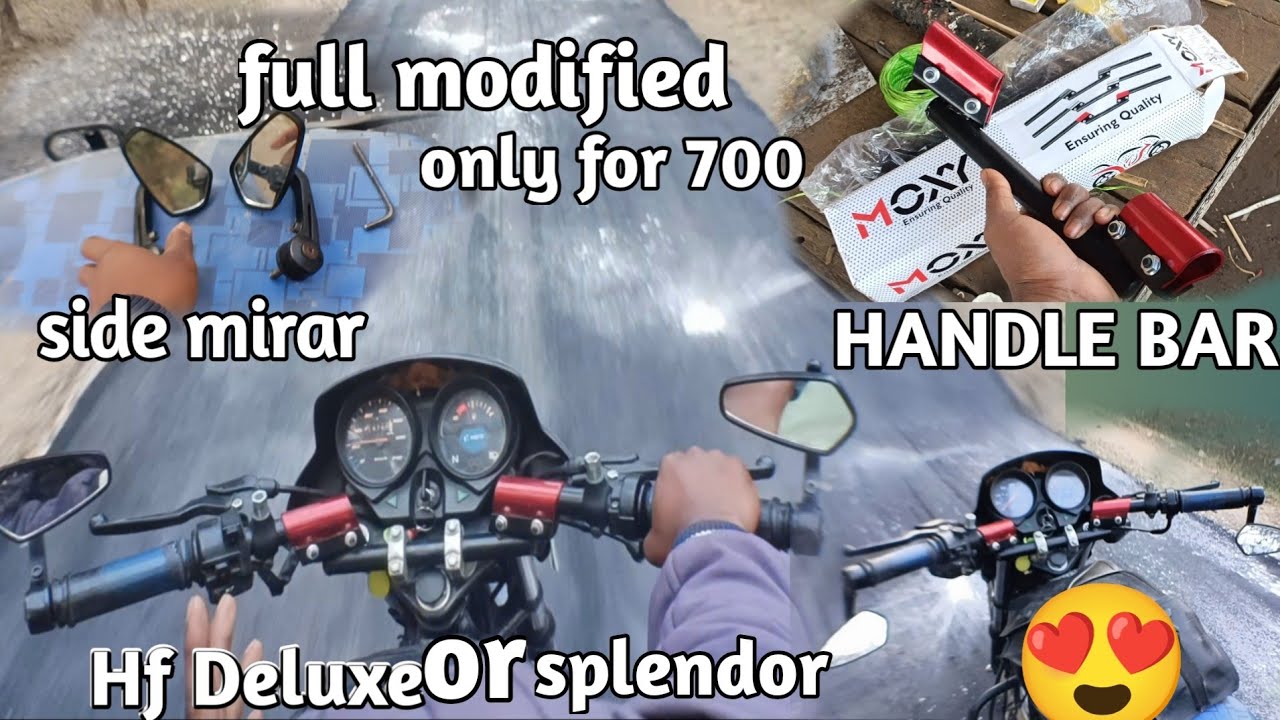 🏍️Handle bar modified and side mirar HF Deluxe or Splendor low price Mai 😍Hf Deluxe splendor lover's