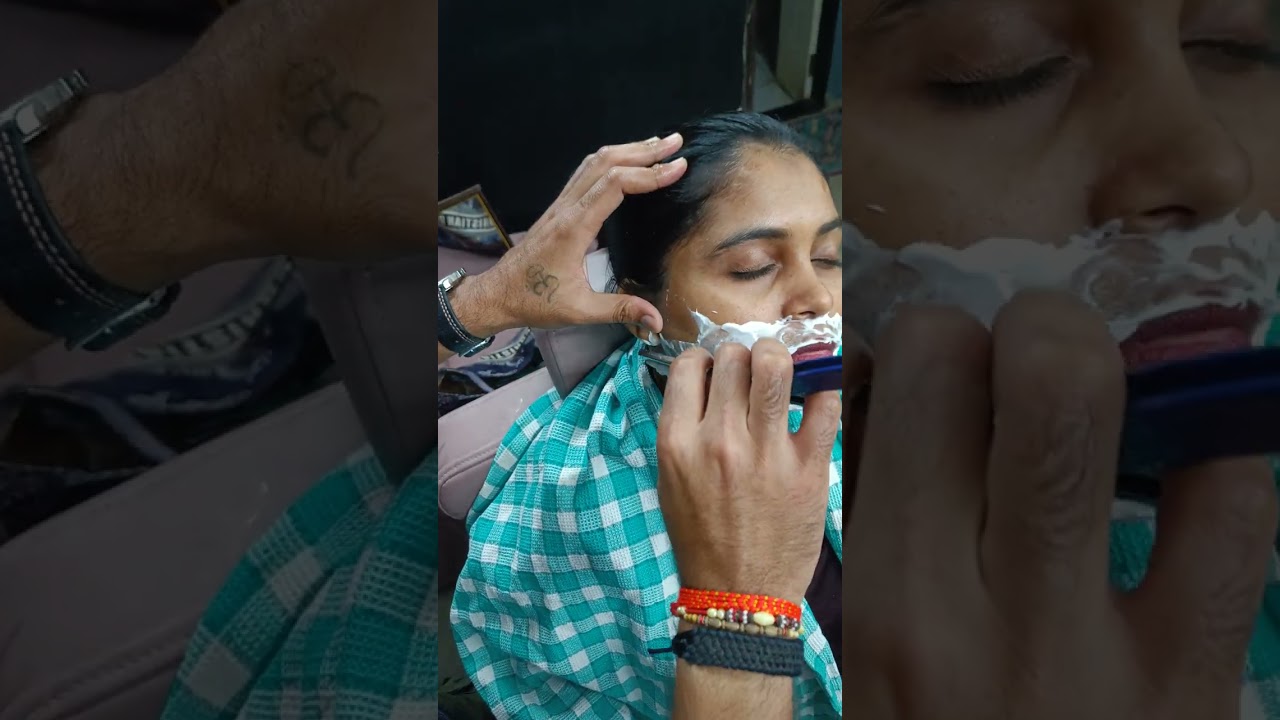 women face shave in barbershop