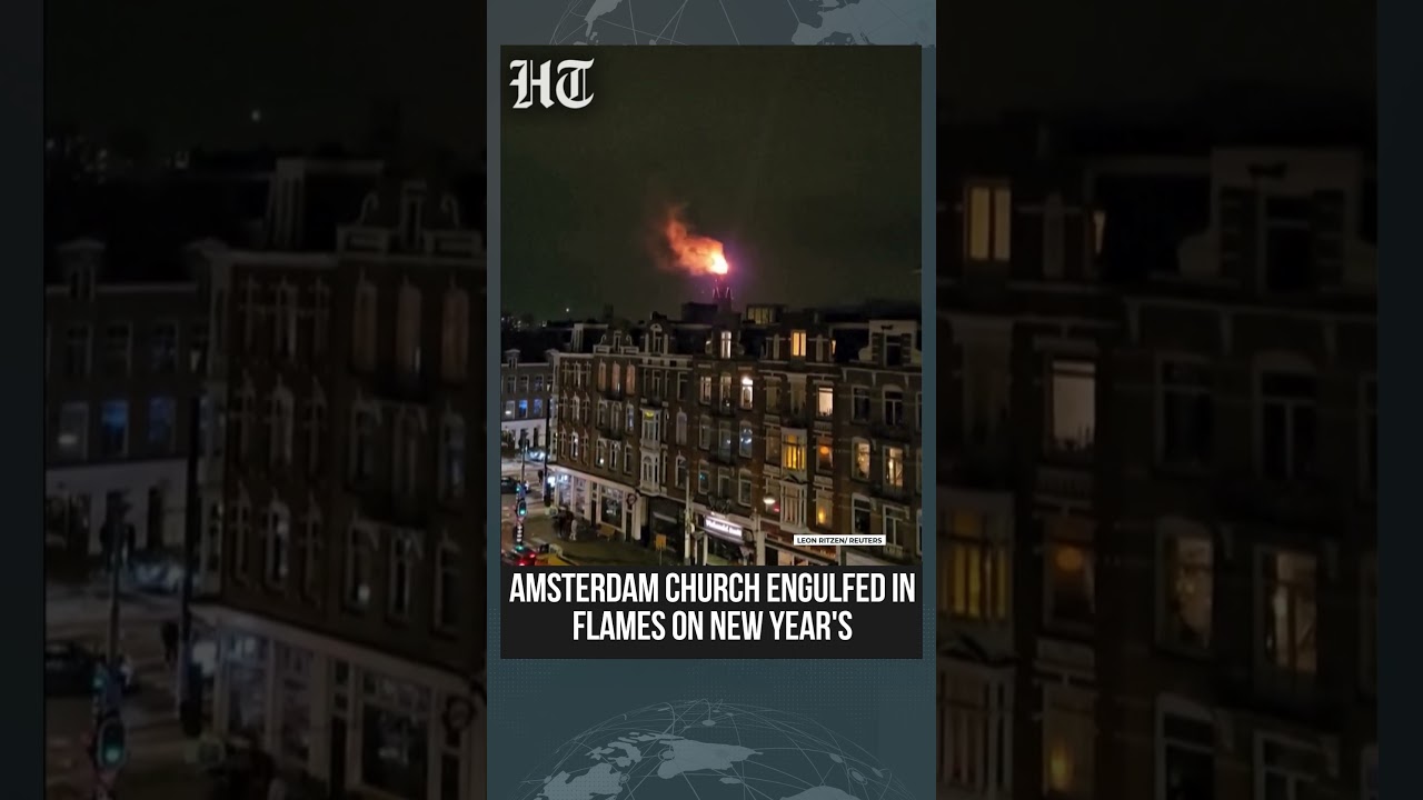 Amsterdam Church Catches Fire on New Year&rsquo;s, Firefighters Battle Blaze | #shorts