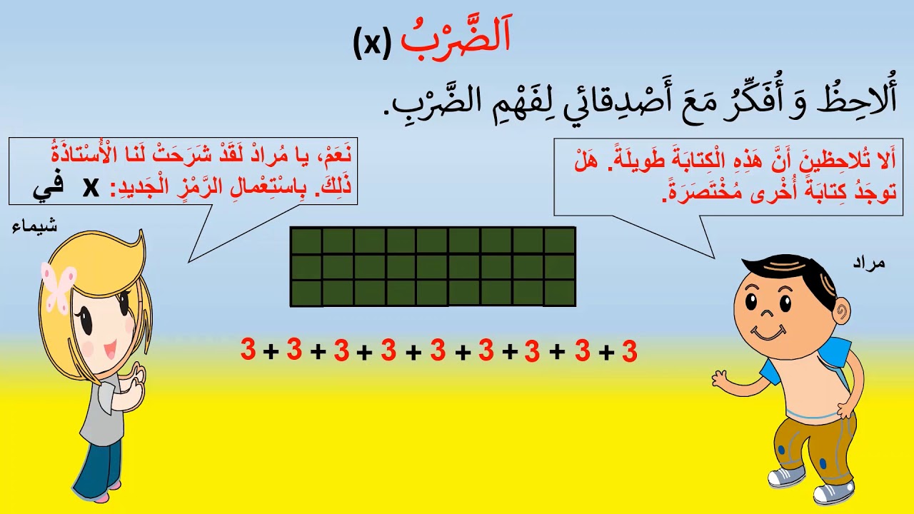 الضرب تعرف الرمز (×) المستوى الثاني