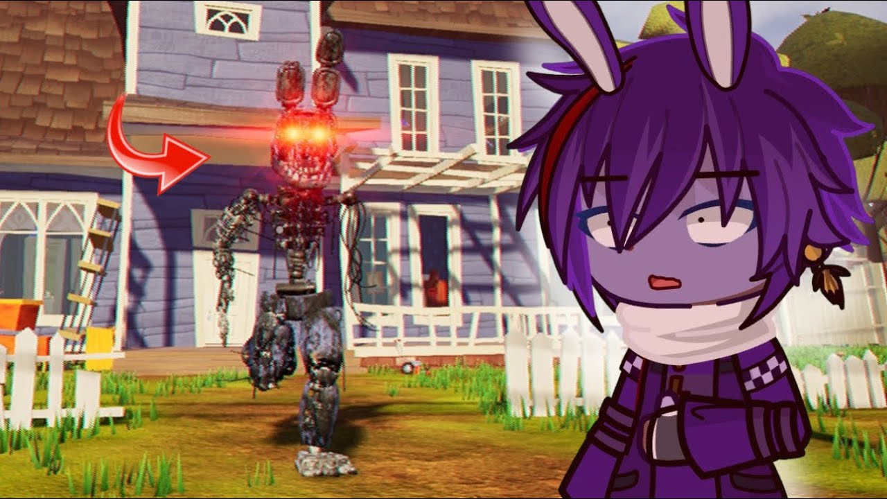 FNAF реагирует на мод с Ignited Bonnie в Hello Neighbor (Gacha Life)