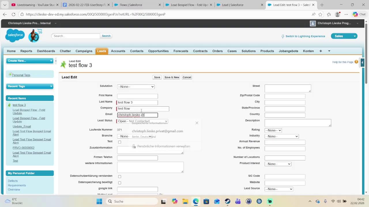 Salesforce Kurs(deutsch,de) - Flows - Feld update