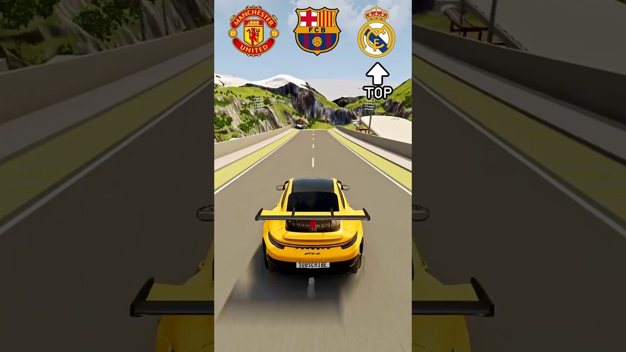Manchester United vs Barcelona vs Real Madrid : BeamNG Crash Challenge!💥