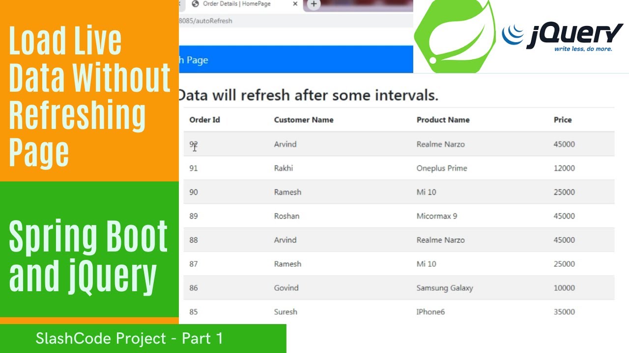 Load data live without refreshing page in Spring Boot  | Part 1