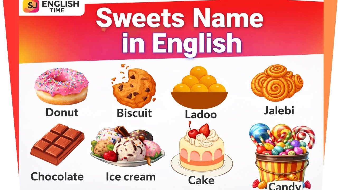 15 Sweets Names in English with Pictures | Easy English Vocabulary | SJ English Time 