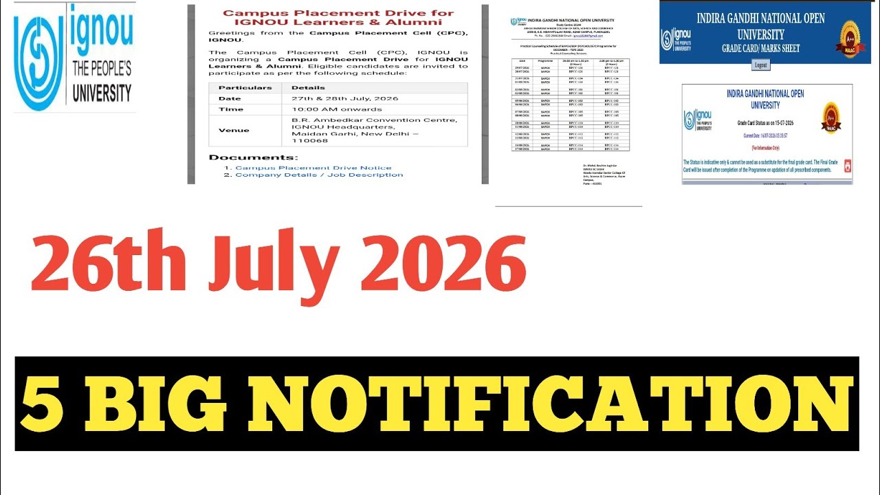 IGNOU July 26, 2026 Major UPDATE 🔥