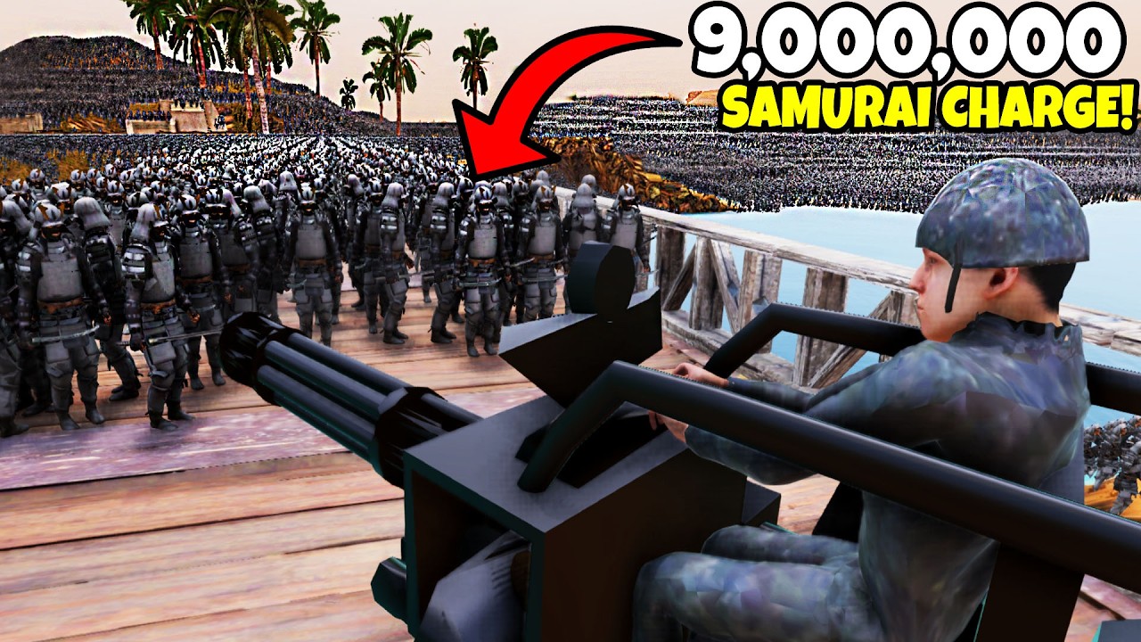 Can 1 Machine Gun Hold BRIDGE vs 9,000,000 SAMURAI BANZAI CHARGE?! - UEBS 2