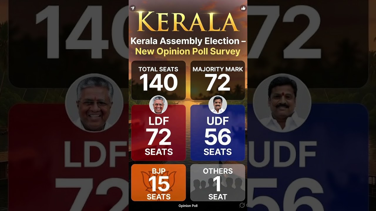 Kerala assembly election new opinion poll survey #keralapolitics #bjpkerala #keralaelection #ldf