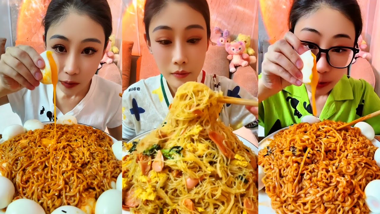 Spicy Eating Mukbang Chinese Food Noodles, Eggs🌶️ (chewy sounds) ASMR Chinese Foods 吃播 吃 Mukbang