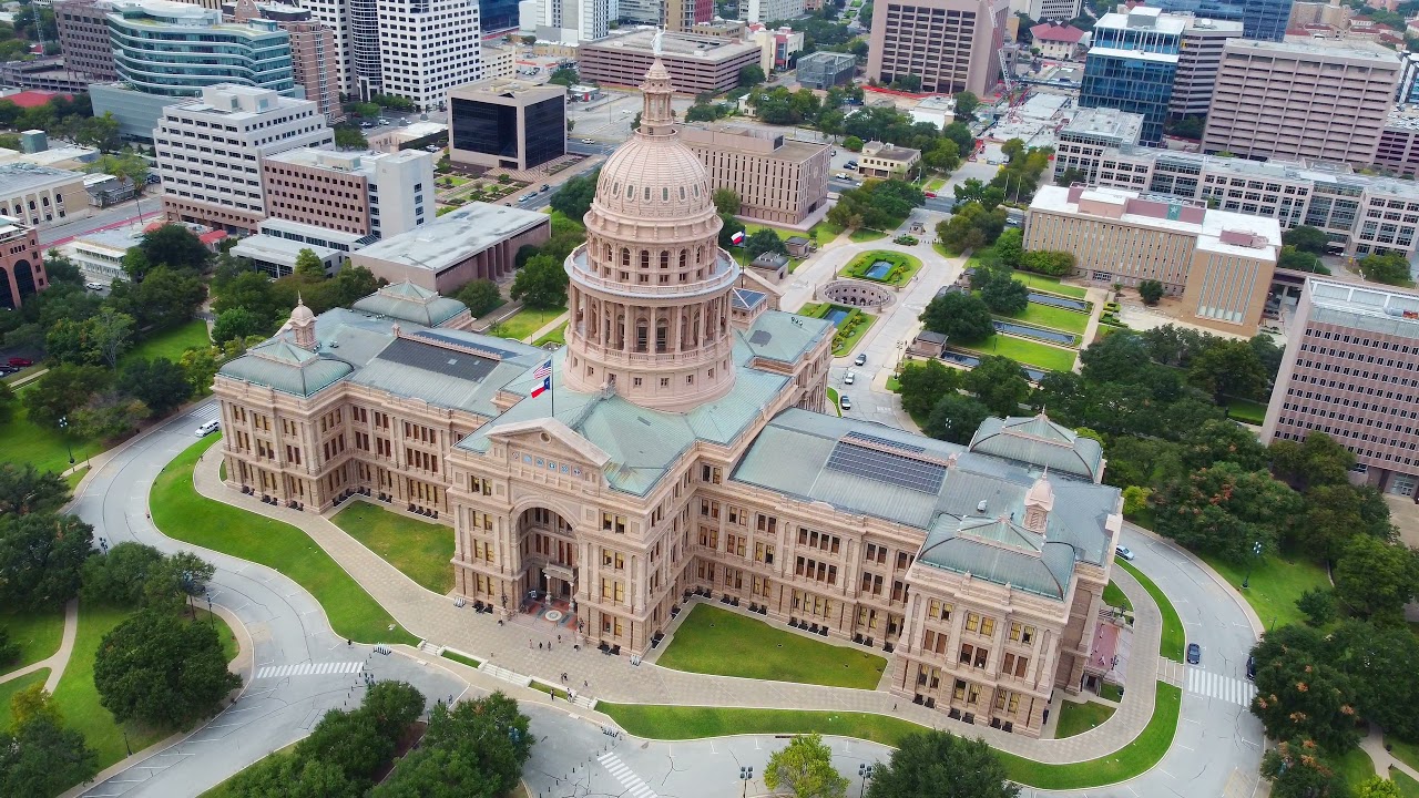 4k Aerial of Texas State Capitol