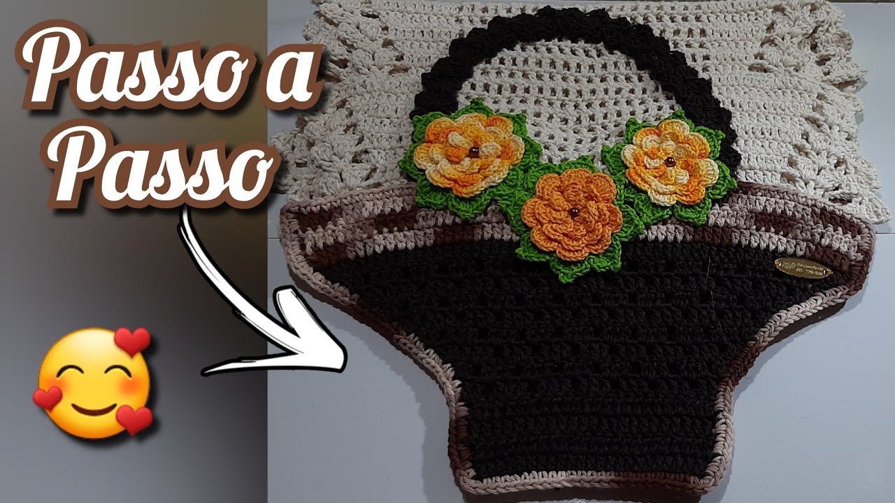 🚨Cesta de Crochê para aplicação🌼/Passo a passo #decoraçãodecozinha @CrisArtesCroche