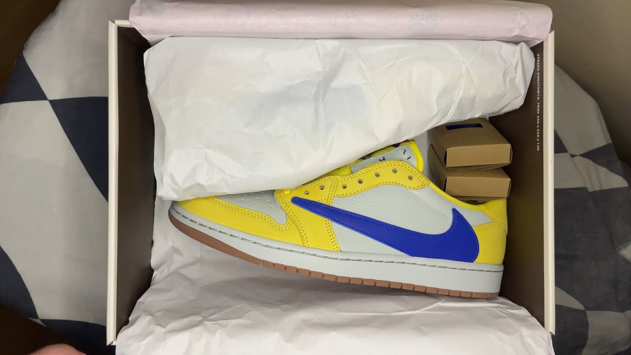 Air Jordan 1 Low OG x Travis Scott “Canary Yellow” unboxing