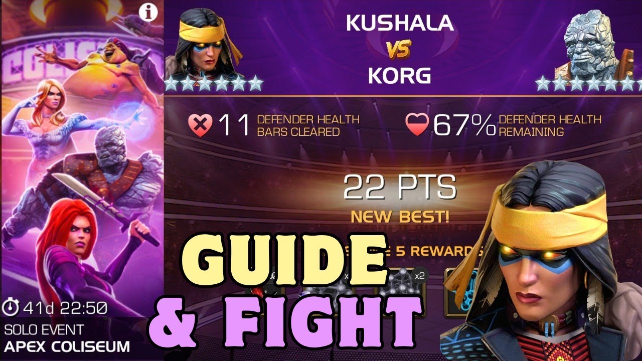Apex Coliseum Korg 11 Health Bars With Kushala And Fight Guide | Marvel Contest Of Champions