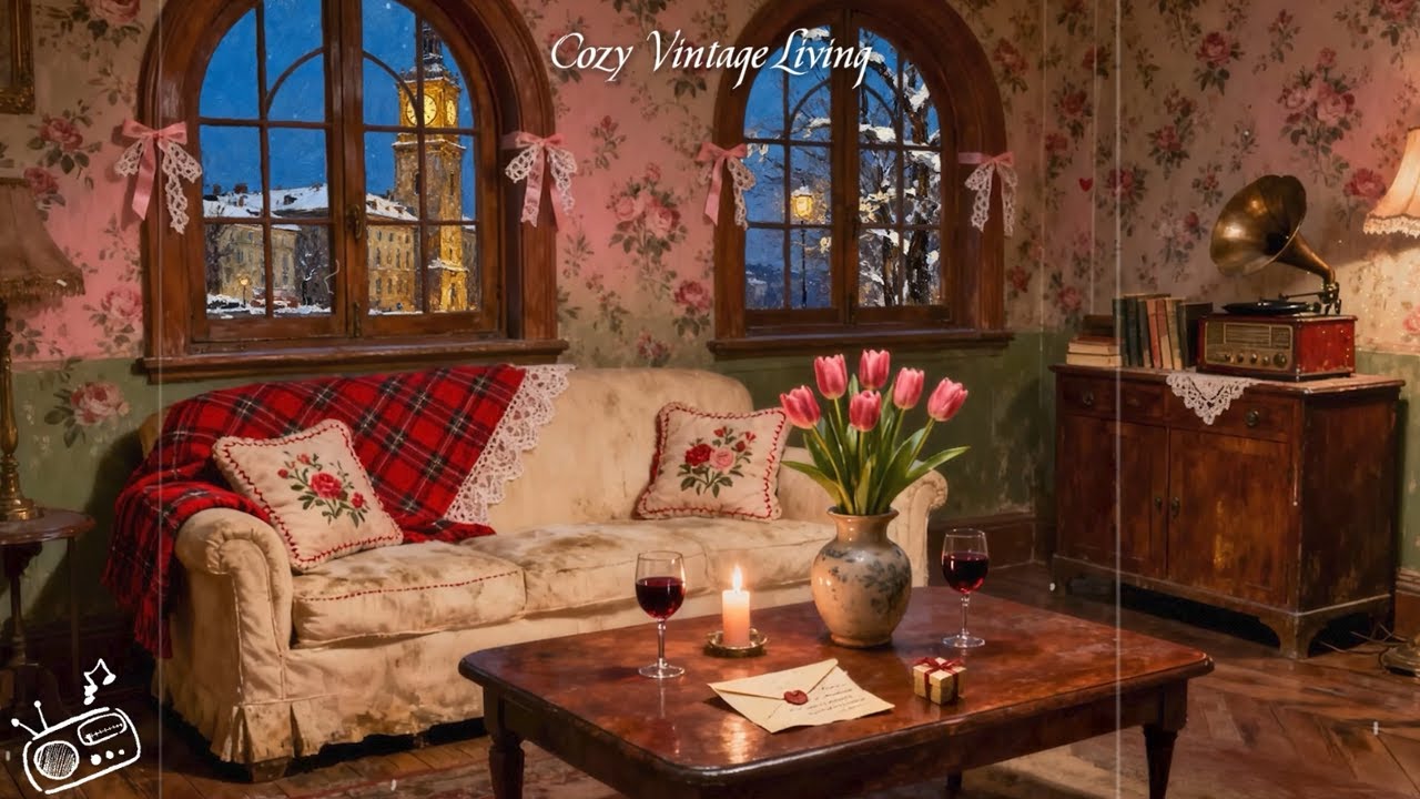 Soft Vintage Jazz Playing in a Romantic Cozy Living Room 🌷 Warm Nostalgic Ambience