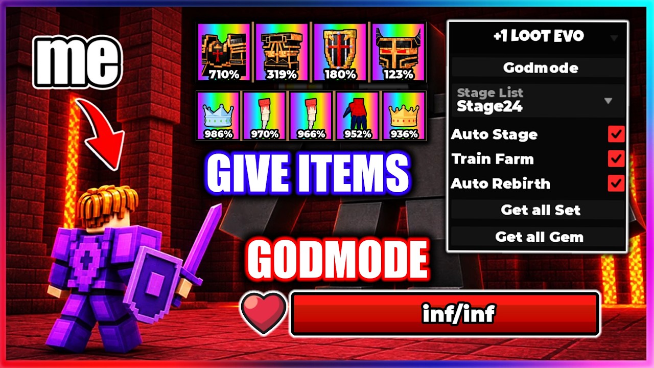 🔥 +1 Loot Evo Script - GODMODE, GIVE ALL ITEMS