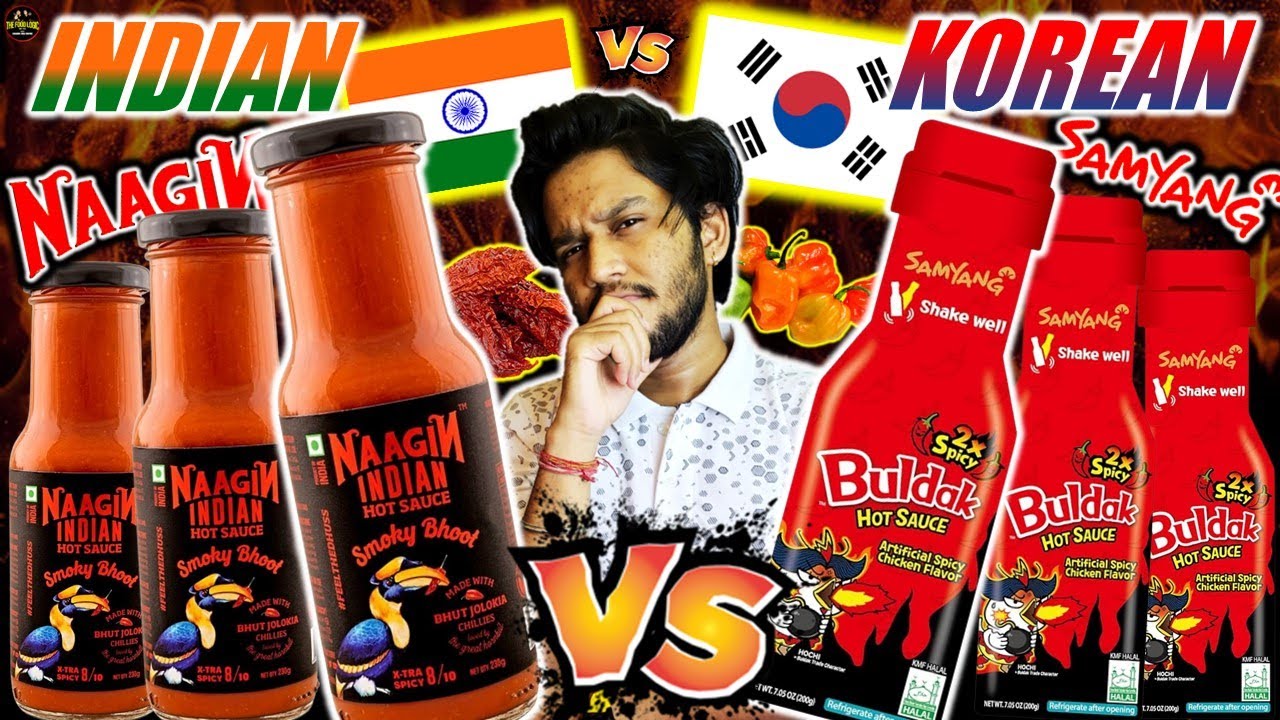 INDIAN Vs KOREAN Hot Sauce🤯 | HOTTEST SAUCE in INDIA!?🥵 NAAGIN Sauce Vs SAMYANG Sauce Review