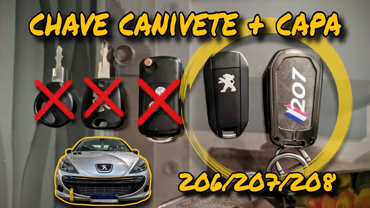 chave canivete modelo 208 + capa para Peugeot 206 e 207  |  canal car play
