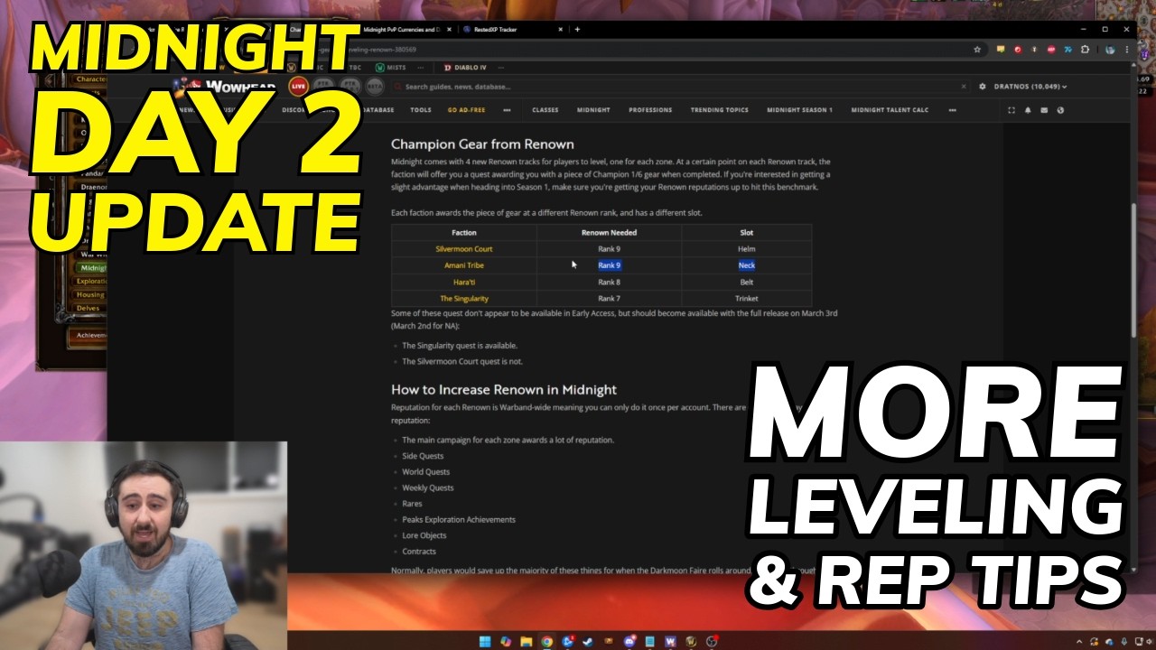 Midnight Day 2 Update: More Leveling & Rep Tips! DMF Dead (probably)!
