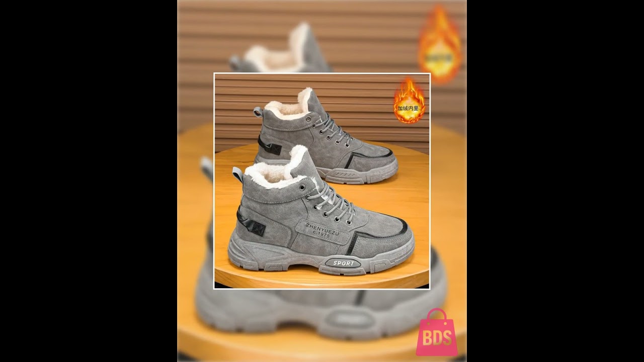 Men's Winter Boots Outdoor Plush Warm Snow Boots Winter New High-top Cotton Shoes Non-slip Platfo...