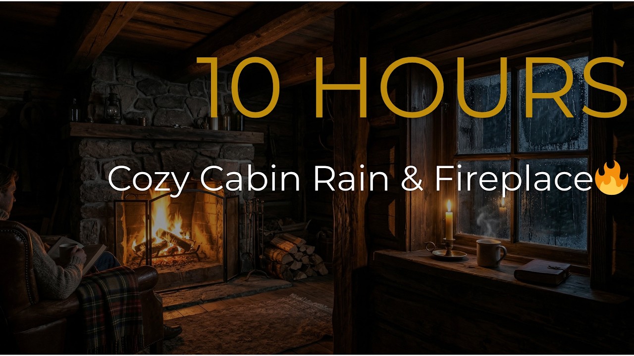 10 Hours Cozy Cabin Rain & Fireplace | Sleep Sounds for Deep Rest & Relaxation
