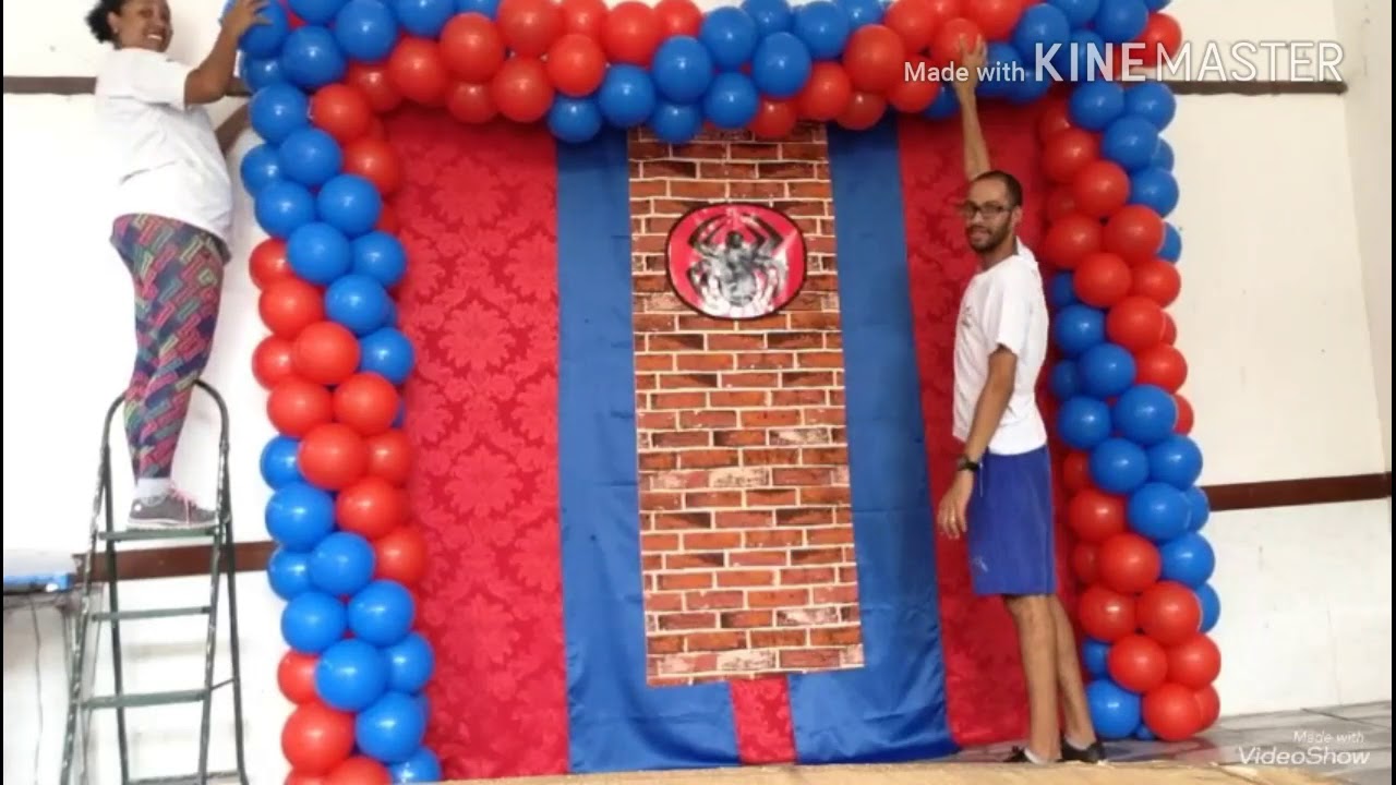 Montando festa - Tema Homem Aranha
