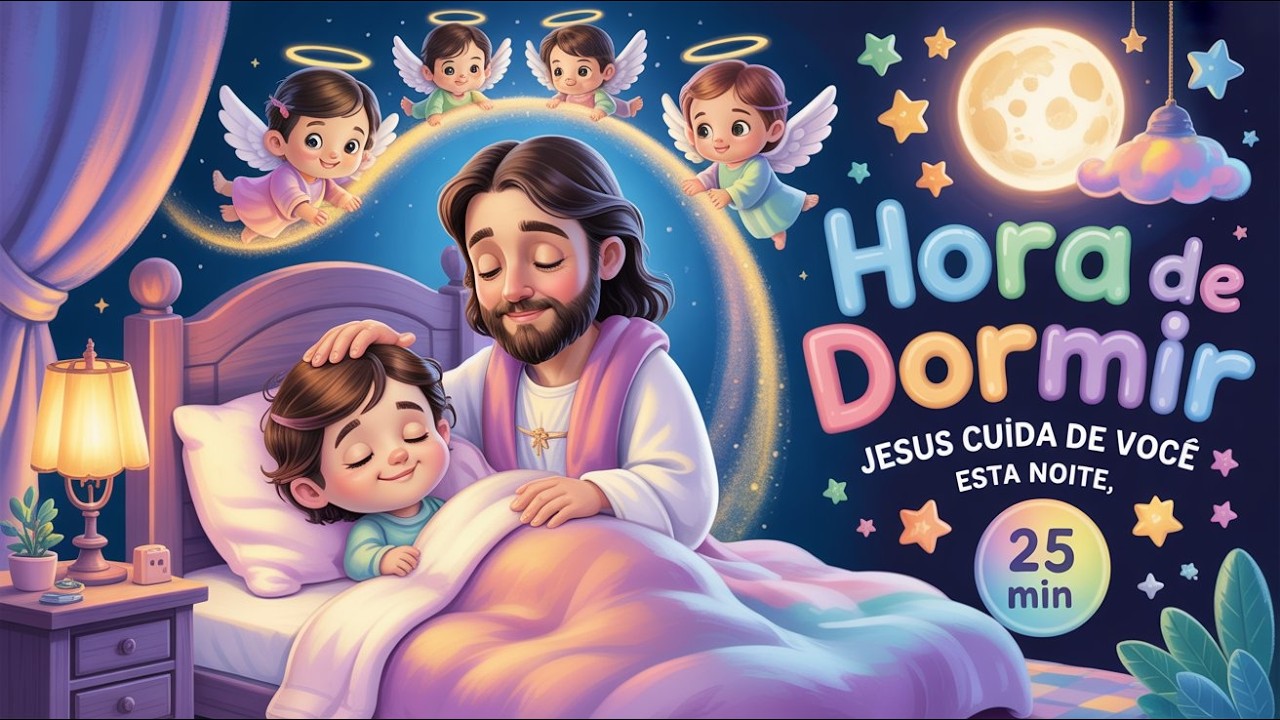 Hora de Dormir 🌙🙏 Jesus Cuida de Você Esta Noite | 25 Min Música de Ninar Cristã | Adorakids