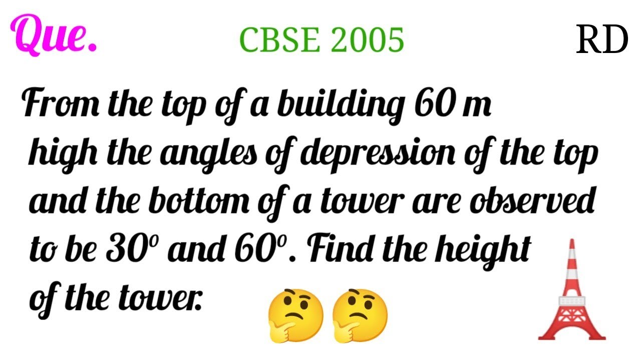 From the top of a building 60 m high the angles of depression of the top and the bottom of a...
